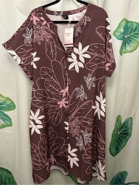 Wahine Toa Womenʻs Shift Dress in Mauve